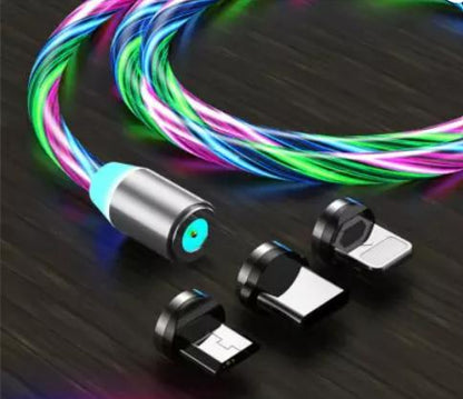 Fast 3 in 1 Multiple Pin With LED Light Magnetic Lightning Cable