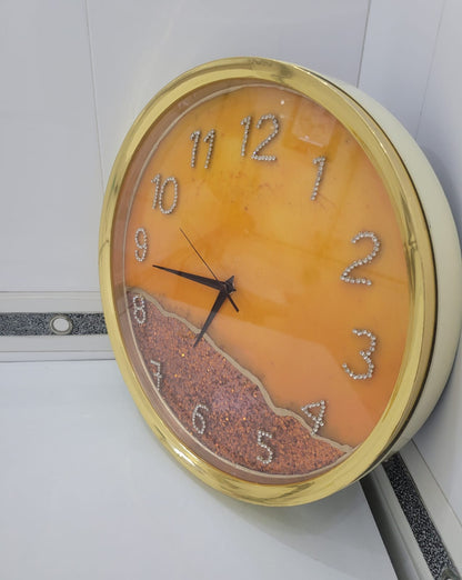 Golden resin wall clock