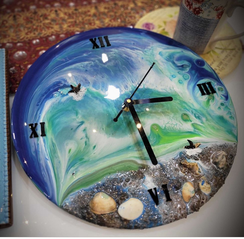 Resin wall clock (ocean themed)