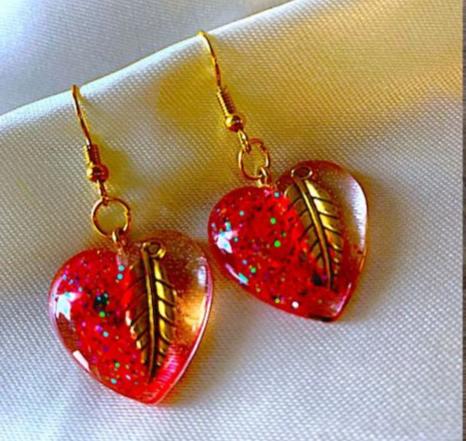 Heart Shaped Resin Ear Rings