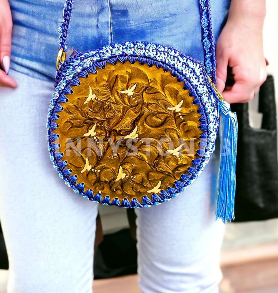 Blue brown purse